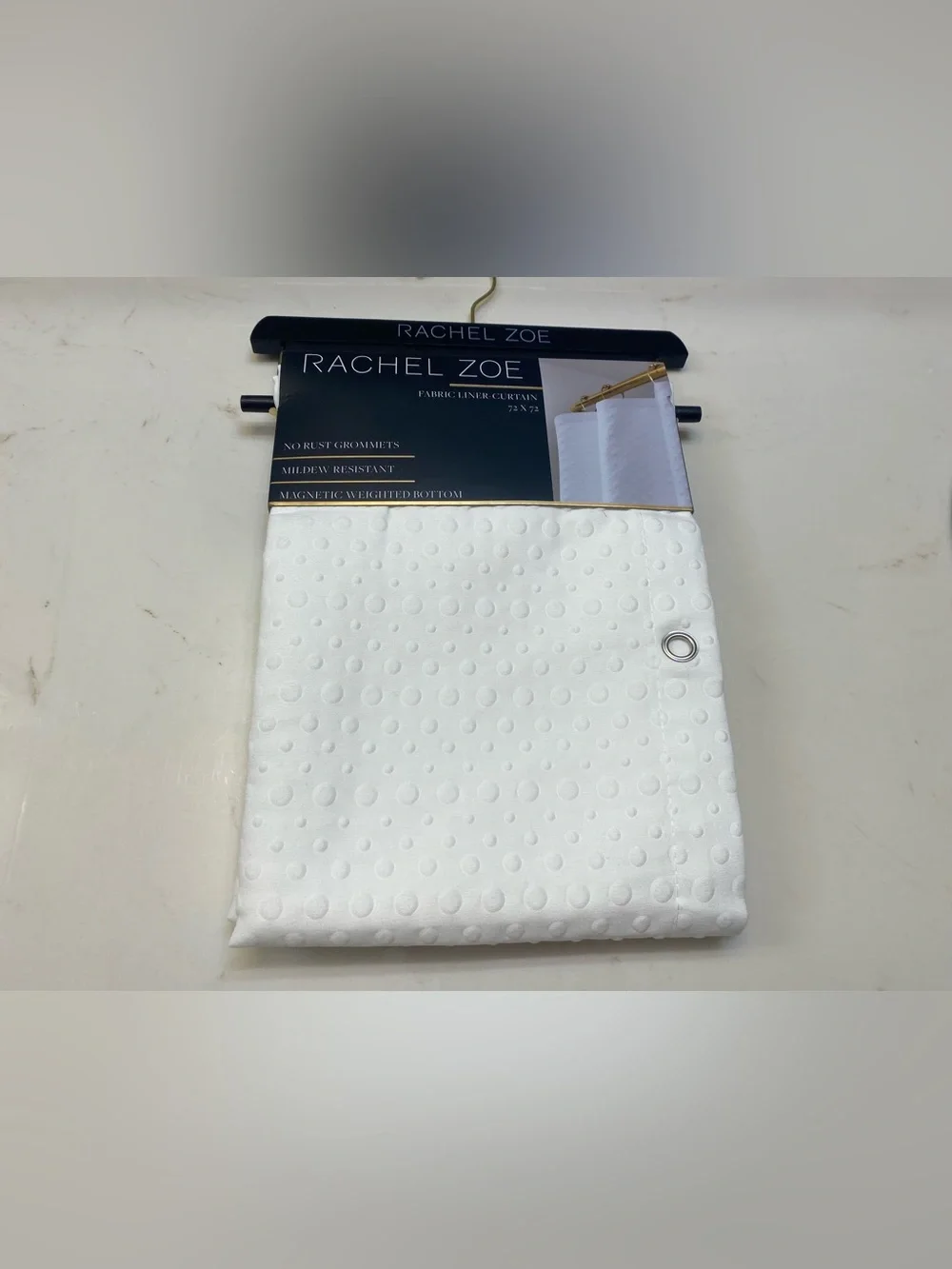 RACHEL ZOE ❤️Shower Curtain Fabric Liner white Embossed dot pattern NWT